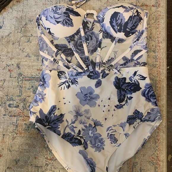 Zimmermann Swim Copy Zimmermann Blue White Floral One Piece Bathing